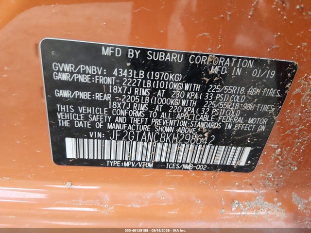 JF2GTANC8KH298642 Subaru Crosstrek 2.0i Limited