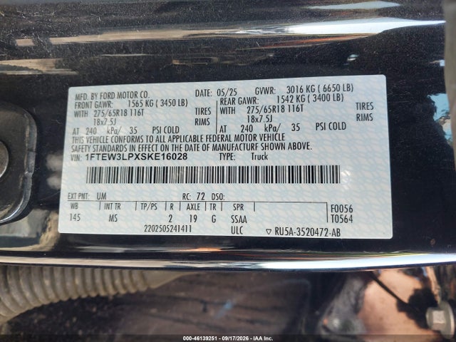 Ford F-150 Xlt 2025 1FTEW3LPXSKE16028 Image 9