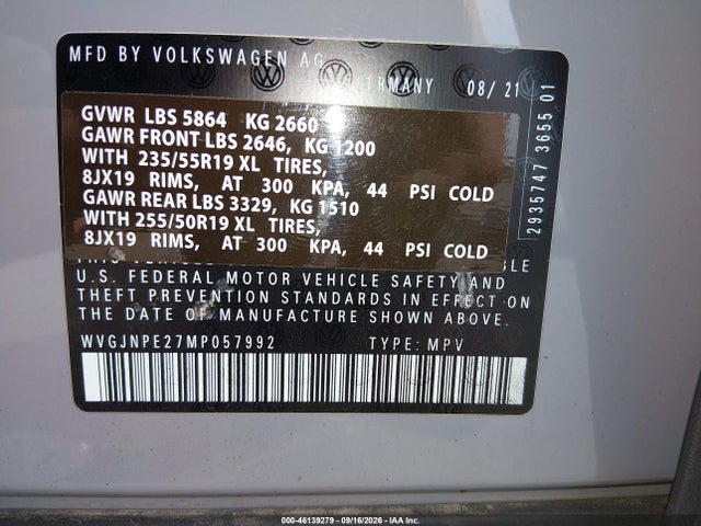 WVGJNPE27MP057992 Volkswagen Id.4 Awd Pro