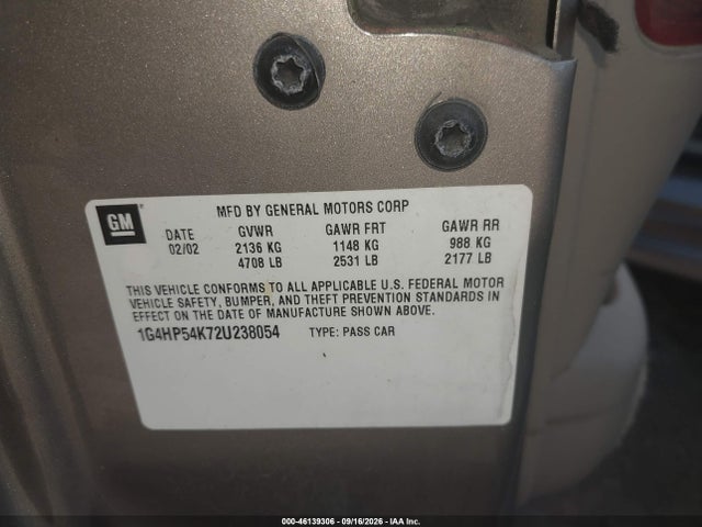 Aukcja sprzedaży 2002 Buick Lesabre Custom, vin: 1G4HP54K72U238054, numer aukcji: 46139306