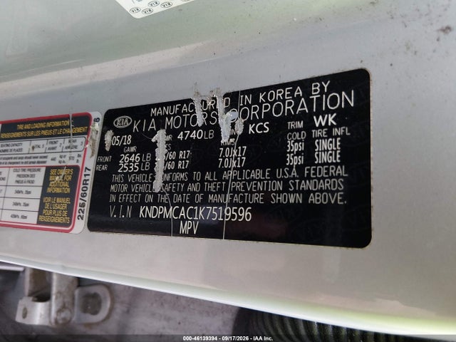 Aukcja sprzedaży 2019 Kia Sportage Lx, vin: KNDPMCAC1K7519596, numer aukcji: 46139394