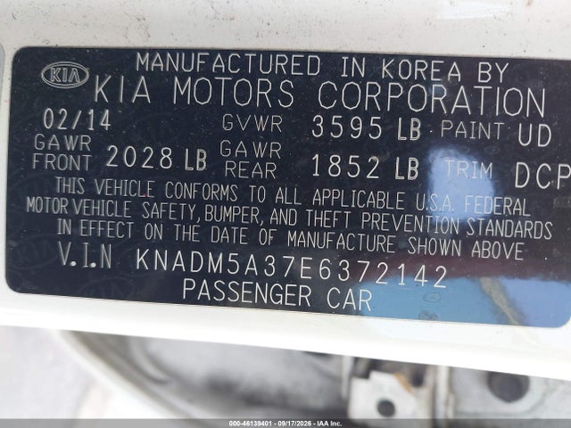 KIA RIO LX 2014 KNADM5A37E6372142 Image 9