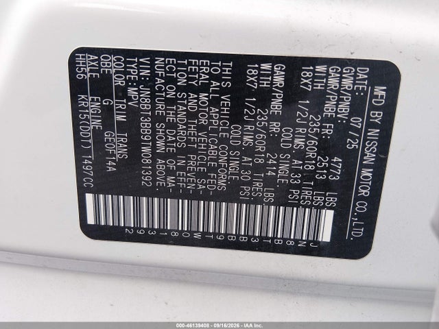 Продажа на аукционе авто 2026 Nissan Rogue Sv, vin: JN8BT3BB9TW081392, номер лота: 46139408