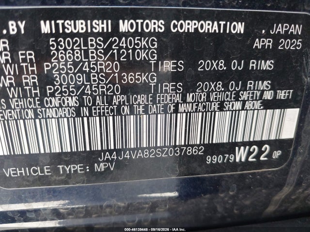 Aukcja sprzedaży 2025 Mitsubishi Outlander Se 2.5 S-awc/trail Edition S-awc, vin: JA4J4VA82SZ037862, numer aukcji: 46139448