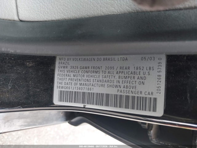 46139466 :رقم المزاد ، 9BWGK61J134071861 vin ، 2003 Volkswagen Golf Gls 2.0l مزاد بيع