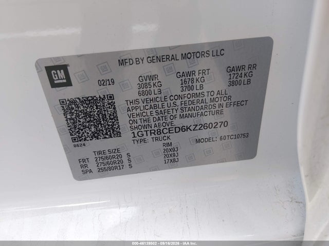 GMC Sierra 1500 Elevation 2019 1GTR8CED6KZ260270 Image 9