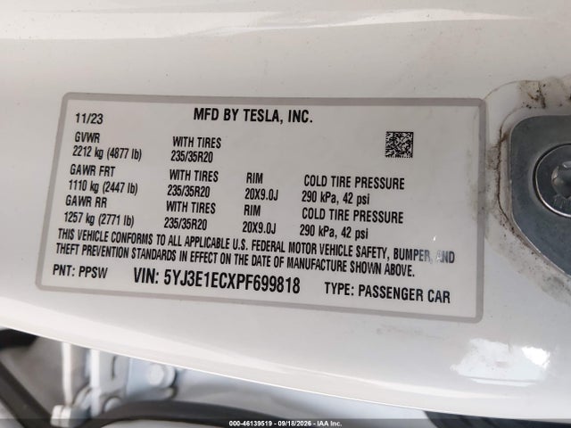 5YJ3E1ECXPF699818 Tesla Model 3 Performance Dual Motor All-wheel Drive