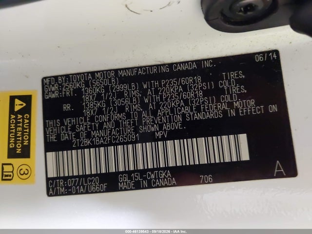 Продаж на аукціоні авто 2015 Lexus Rx 350, vin: 2T2BK1BA2FC265091, номер лоту: 46139543