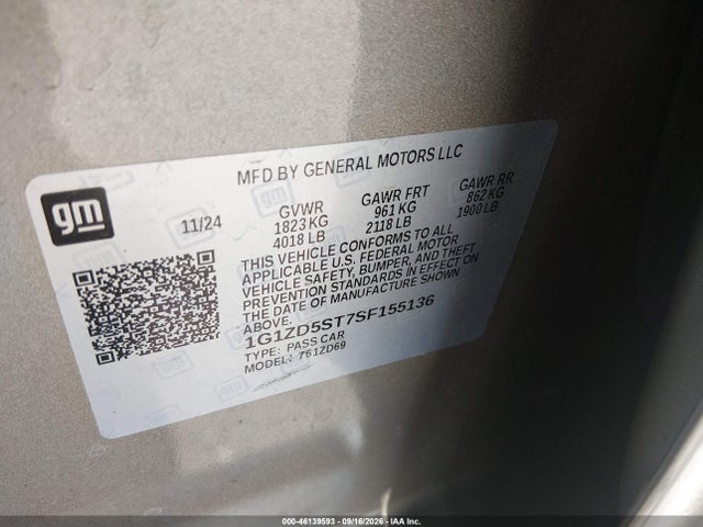 1G1ZD5ST7SF155136 Chevrolet Malibu Fwd 1lt