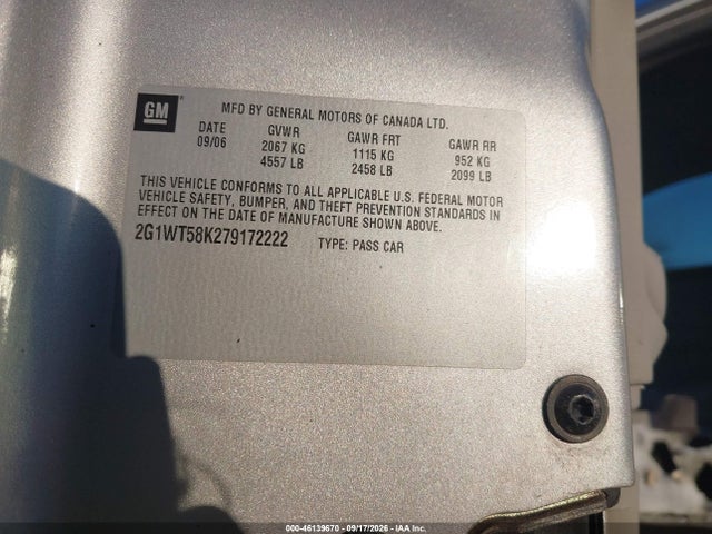 Продажа на аукционе авто 2007 Chevrolet Impala Lt, vin: 2G1WT58K279172222, номер лота: 46139670