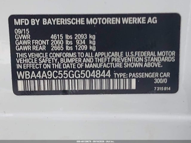 46139679 :رقم المزاد ، WBA4A9C55GG504844 vin ، 2016 Bmw 428i Gran Coupe مزاد بيع