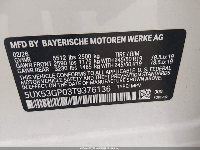 BMW X3 30 Xdrive 2026 5UX53GP03T9376136 Image 9