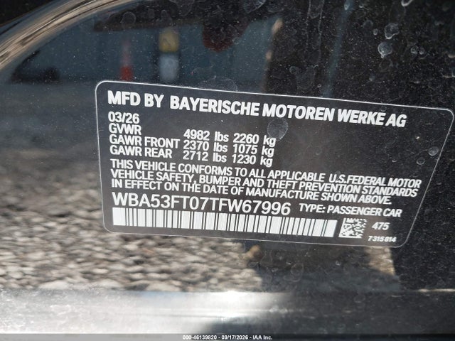 Продажа на аукционе авто 2026 Bmw M340i, vin: WBA53FT07TFW67996, номер лота: 46139820