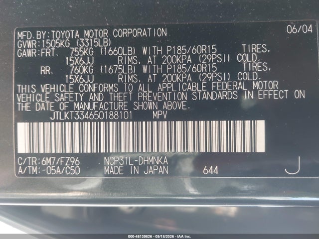 Aukcja sprzedaży 2005 Scion Xb, vin: JTLKT334650188101, numer aukcji: 46139826