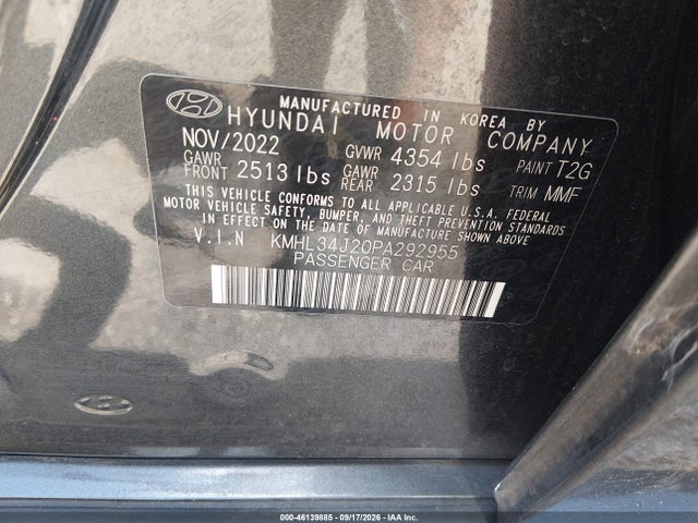 Aukcja sprzedaży 2023 Hyundai Sonata Limited, vin: KMHL34J20PA292955, numer aukcji: 46139885