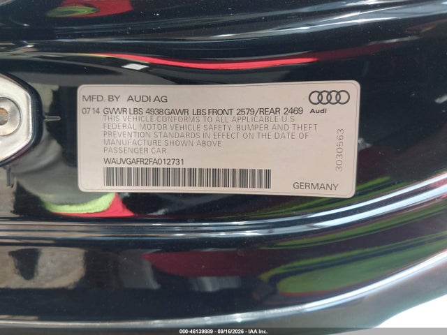 46139889 :رقم المزاد ، WAUVGAFR2FA012731 vin ، 2015 Audi S5 3.0t Premium Plus مزاد بيع