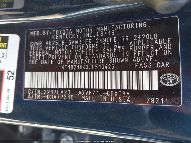 Продаж на аукціоні авто 2018 Toyota Camry Hybrid Xle, vin: 4T1B21HKXJU510425, номер лоту: 46139900