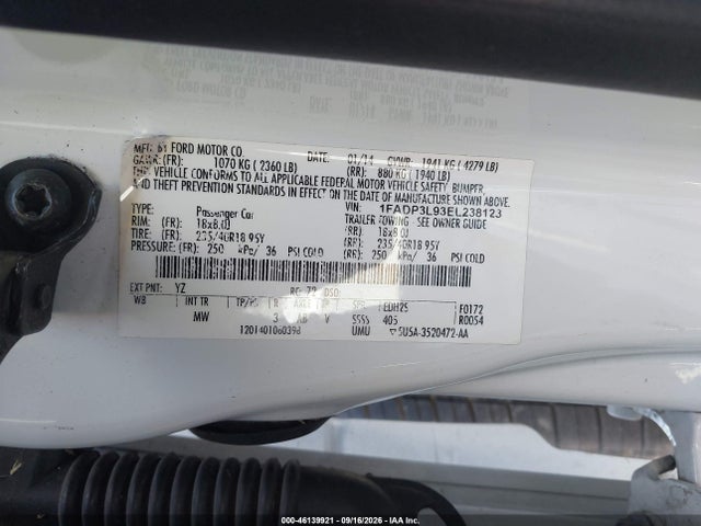 2014 Ford Focus St მანქანა იყიდება აუქციონზე, vin: 1FADP3L93EL238123, აუქციონის ნომერი: 46139921