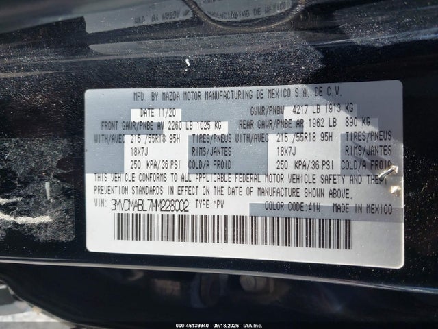 Продажа на аукционе авто 2021 Mazda Cx-30 Select, vin: 3MVDMABL7MM228002, номер лота: 46139940