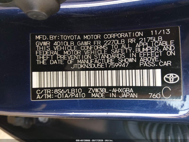 Toyota Prius Four 2014 JTDKN3DU5E1759947 Image 9