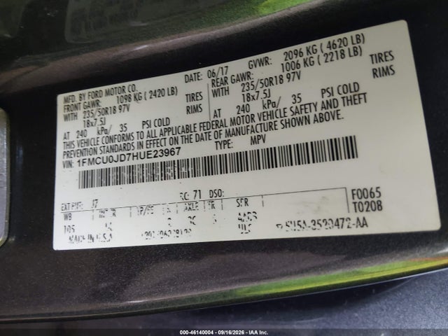Ford Escape Titanium 2017 1FMCU0JD7HUE23967 Image 9