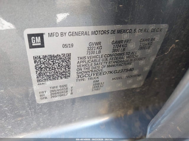 3GCUYEED7KG237540 Chevrolet Silverado 1500 Rst