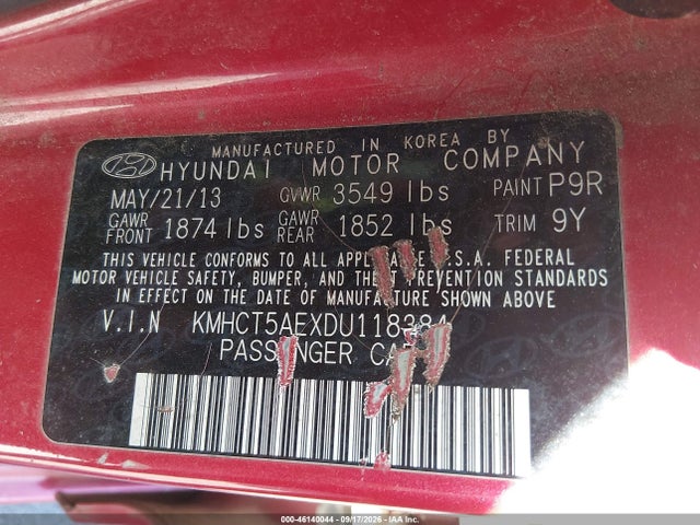 Aukcja sprzedaży 2013 Hyundai Accent Gs, vin: KMHCT5AEXDU118384, numer aukcji: 46140044