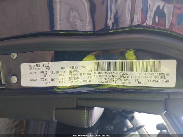 46140076 :رقم المزاد ، 1C4PJMDB4GW327846 vin ، 2016 Jeep Cherokee Limited مزاد بيع