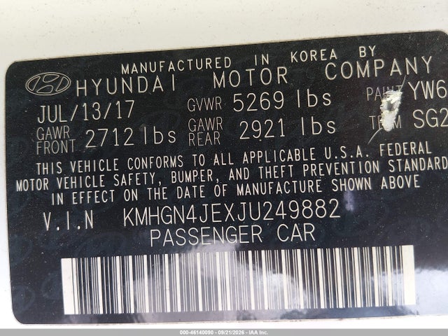 Продажа на аукционе авто 2018 Genesis G80 3.8, vin: KMHGN4JEXJU249882, номер лота: 46140090