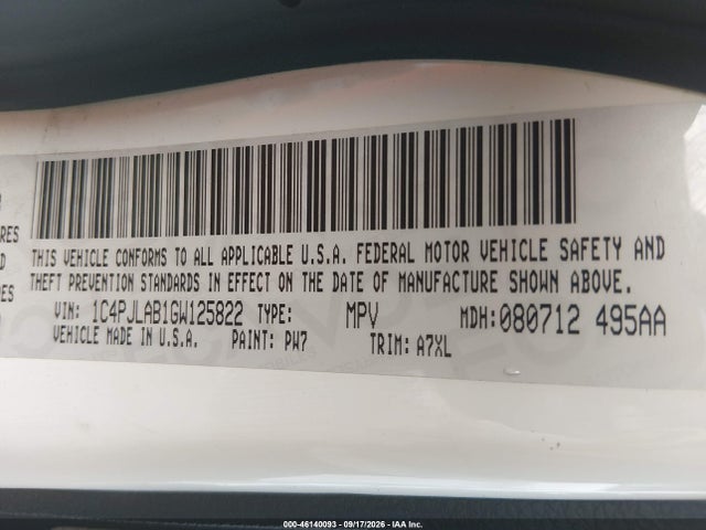 1C4PJLAB1GW125822 Jeep Cherokee Sport