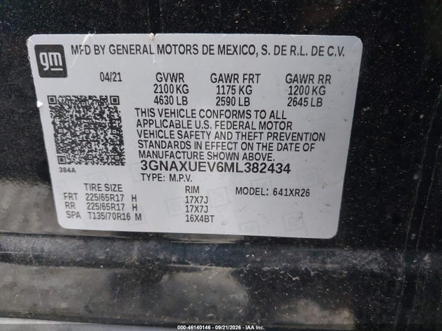 Chevrolet Equinox Awd Lt 2021 3GNAXUEV6ML382434 Image 9
