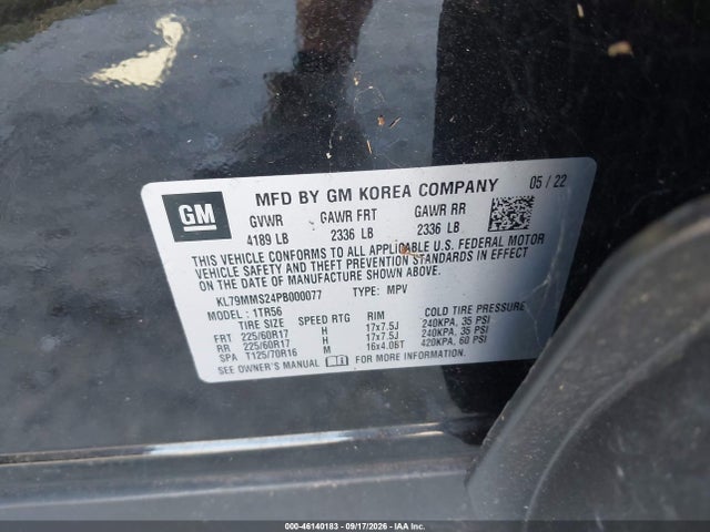 2023 Chevrolet Trailblazer Fwd Ls მანქანა იყიდება აუქციონზე, vin: KL79MMS24PB000077, აუქციონის ნომერი: 46140183
