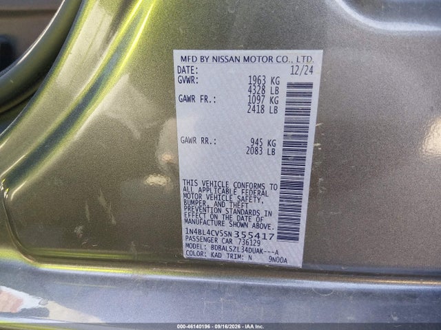1N4BL4CV5SN355417 Nissan Altima Sr Fwd