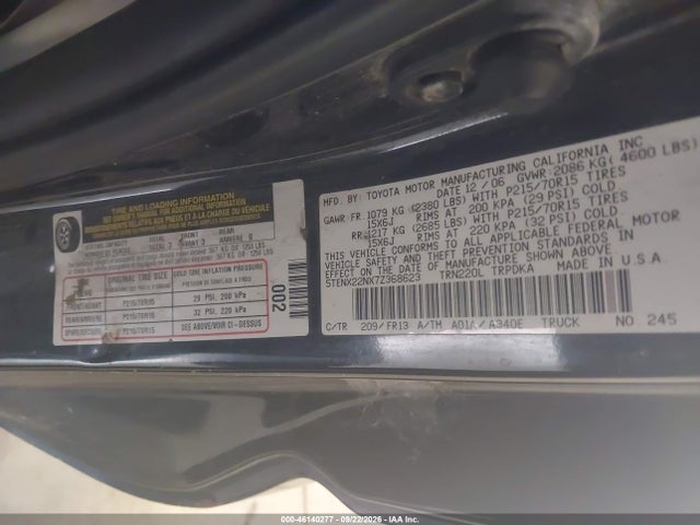 2007 Toyota Tacoma მანქანა იყიდება აუქციონზე, vin: 5TENX22NX7Z368623, აუქციონის ნომერი: 46140277