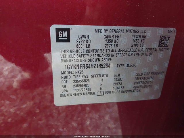 Продаж на аукціоні авто 2017 Cadillac Xt5 Platinum, vin: 1GYKNFRS4HZ185284, номер лоту: 46140308