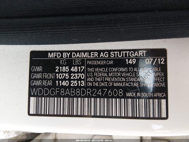 Продажа на аукционе авто 2013 Mercedes-benz C 300 Luxury 4matic, vin: WDDGF8AB8DR247608, номер лота: 46140316