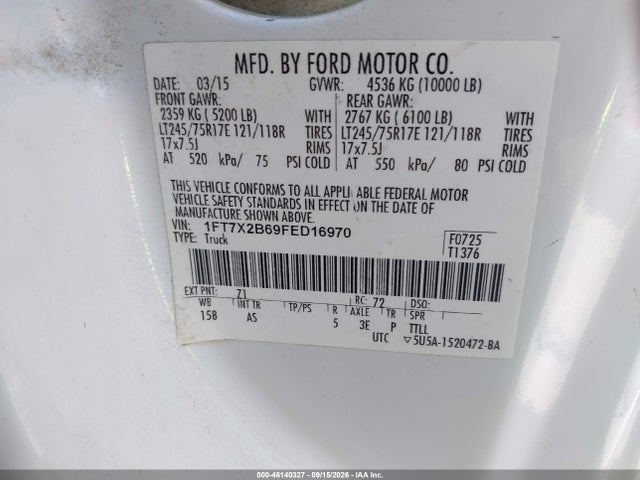 Ford F-250 Xl 2015 1FT7X2B69FED16970 Image 9