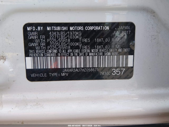 Продаж на аукціоні авто 2017 Mitsubishi Outlander Sport 2.0 Le, vin: JA4AR3AU7HZ058671, номер лоту: 46140345