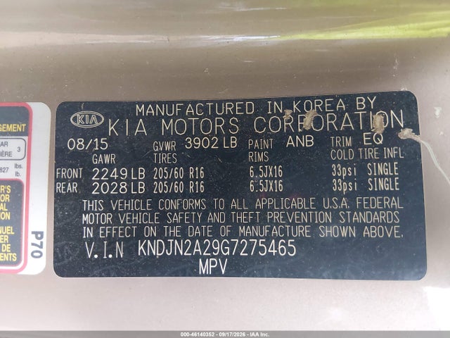 KIA Soul 2016 KNDJN2A29G7275465 Image 9