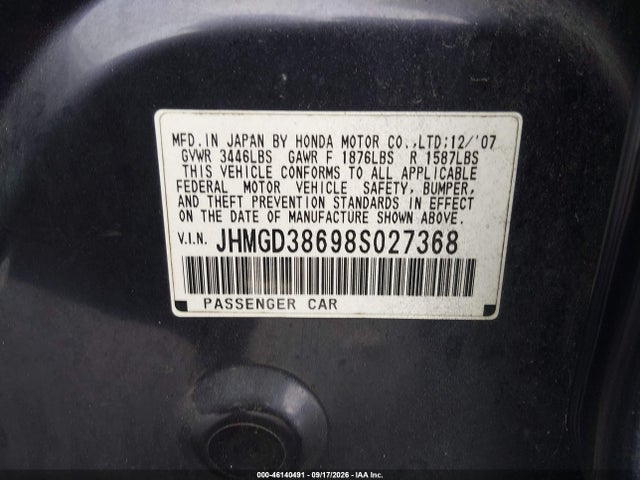 Продажа на аукционе авто 2008 Honda Fit Sport, vin: JHMGD38698S027368, номер лота: 46140491