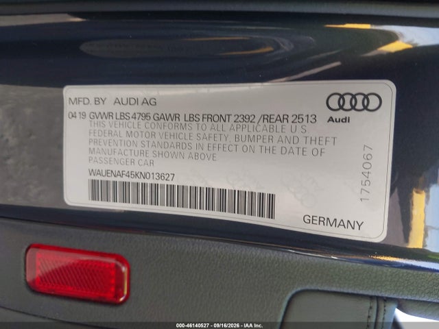 Aukcja sprzedaży 2019 Audi A4 45 Premium, vin: WAUENAF45KN013627, numer aukcji: 46140527