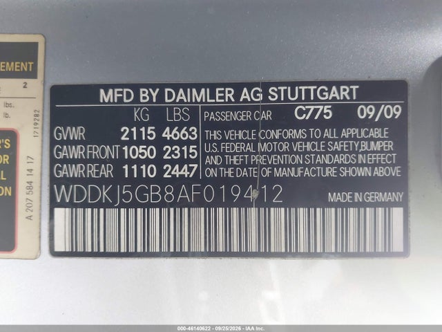 Продажа на аукционе авто 2010 Mercedes-benz E 350, vin: WDDKJ5GB8AF019412, номер лота: 46140622