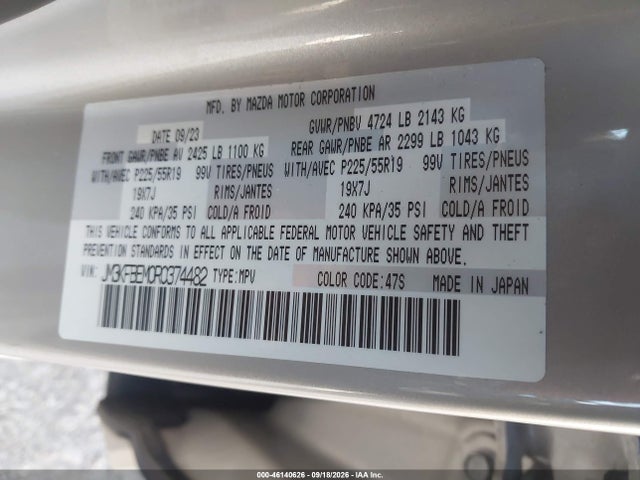 Aukcja sprzedaży 2024 Mazda Cx-5 2.5 S Premium Plus, vin: JM3KFBEM0R0374482, numer aukcji: 46140626