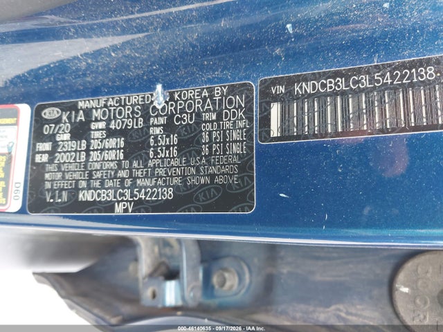 Aukcja sprzedaży 2020 Kia Niro Lx, vin: KNDCB3LC3L5422138, numer aukcji: 46140635