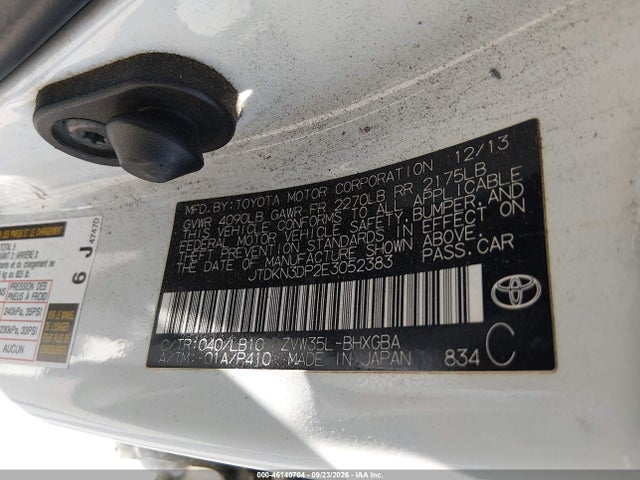 46140704 :رقم المزاد ، JTDKN3DP2E3052383 vin ، 2014 Toyota Prius Plug-in Advanced مزاد بيع