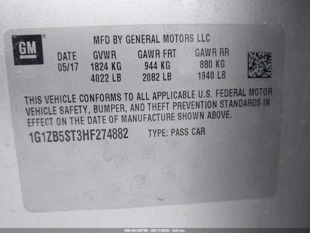 1G1ZB5ST3HF274882 Chevrolet MALIBU LS