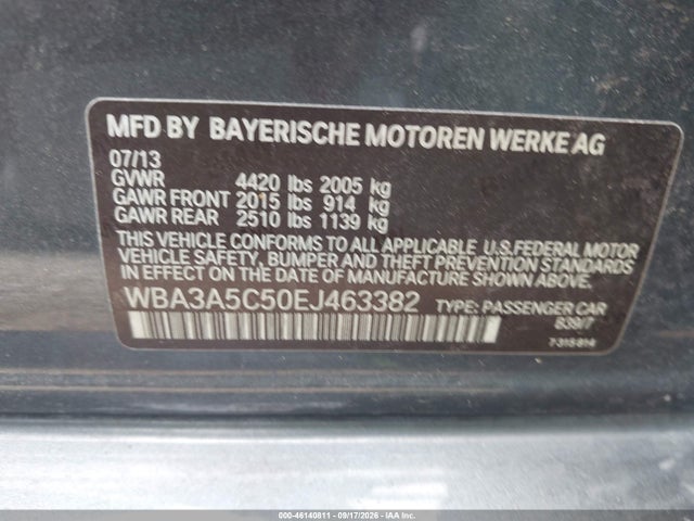 46140811 :رقم المزاد ، WBA3A5C50EJ463382 vin ، 2014 Bmw 328i مزاد بيع