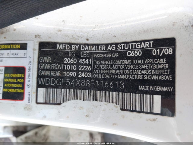 Продажа на аукционе авто 2008 Mercedes-benz C 300 Luxury/sport, vin: WDDGF54X88F116613, номер лота: 46140853
