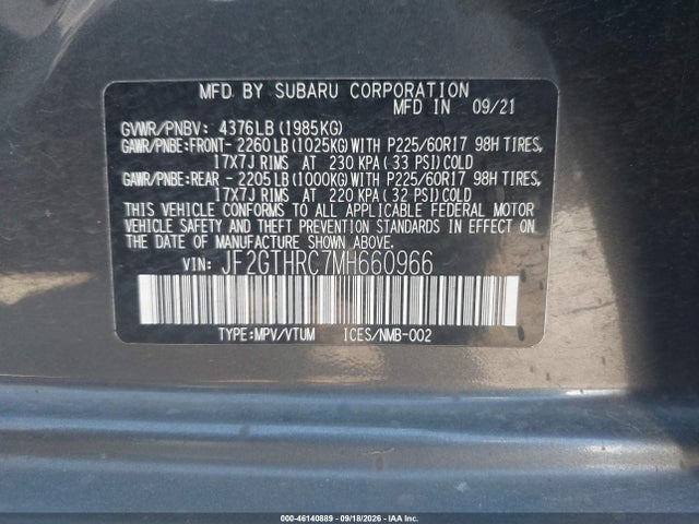 Subaru Crosstrek Sport 2021 JF2GTHRC7MH660966 Image 9