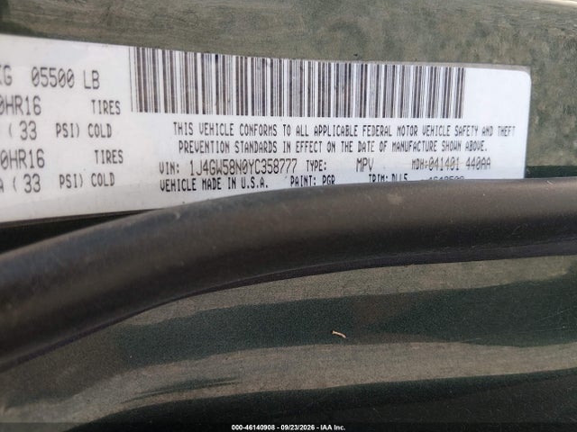 Продаж на аукціоні авто 2000 Jeep Grand Cherokee Limited, vin: 1J4GW58N0YC358777, номер лоту: 46140908